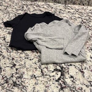 2 Primary onesies: Black Short Sleeve and Gray Long Sleeve